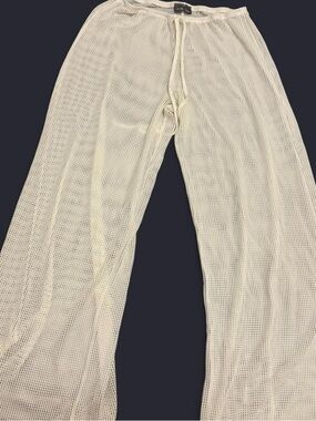 Sheer white pants beach y2k Swim Coverup Pants - Creamy